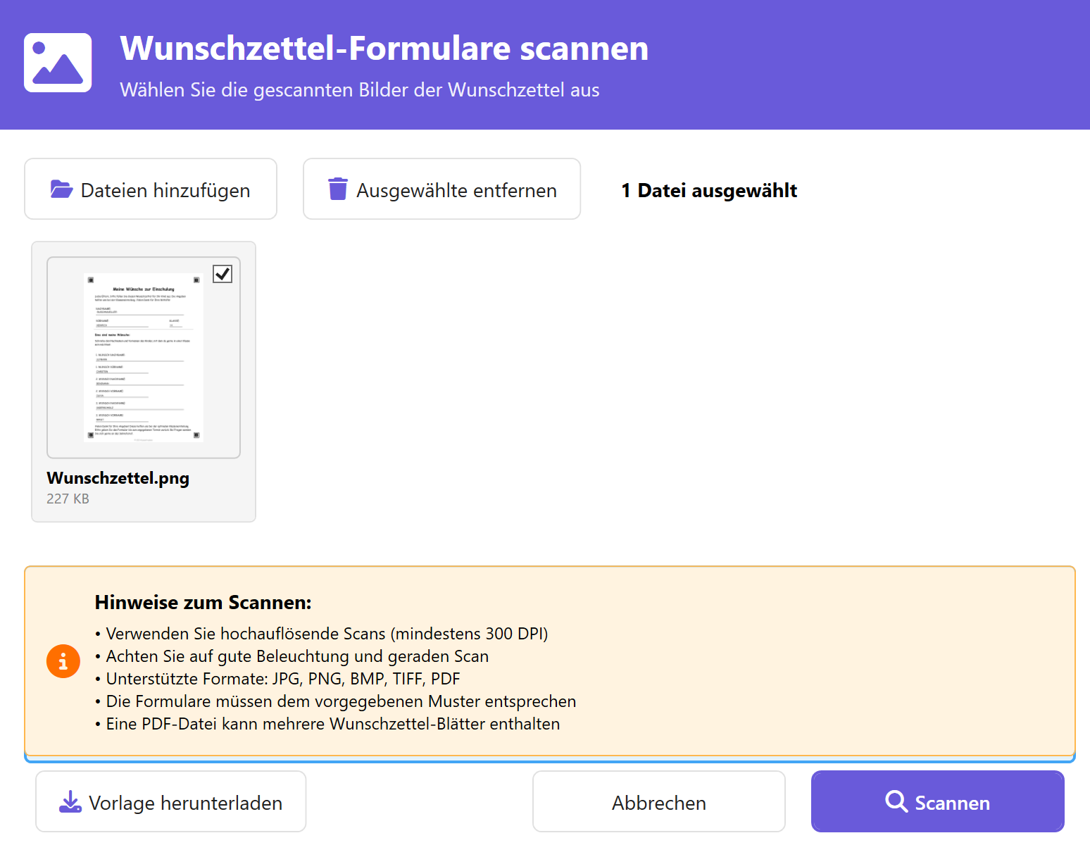 Wunschzettel-Import
